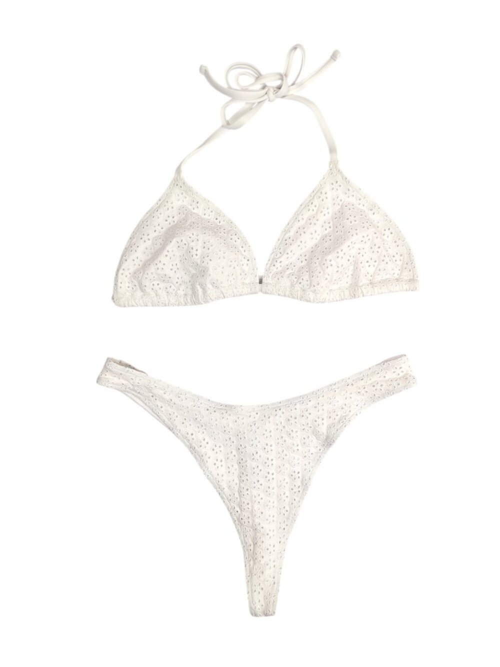 Frankies Bikinis X VS Pink White Eyelet Thong Bikini Set Size L